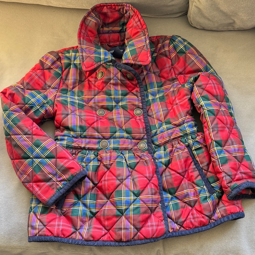 💕SPECTACULAR ⭐️ Ralph Lauren Red, Navy, Green ++ Plaid Girls Quilted Jacket ❤️